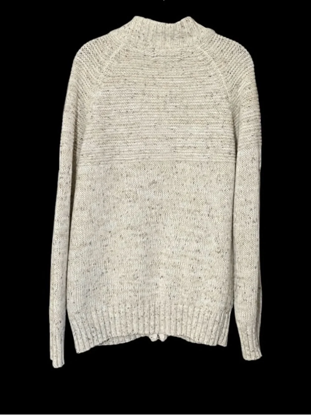 Vintage The Broadway Fisherman Sweater L Full Zip Cable Knit Oatmeal Coastal
